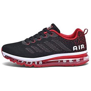 Dames Heren Schoenen Air Sneakers Lichte Fitness Sportschoenen Outdoor Running Ademende Gym Loopschoenen Black Red 45 EU
