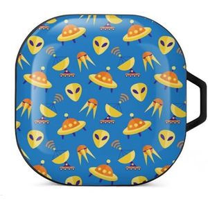 Ruimte Alien Patroon Oordopjes Hoesje Compatibel met Samsung Hard Shell Beschermhoes Zwart-Stijl