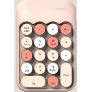 QPSJXN Compact draadloos numeriek toetsenbord voor laptop en computer -Retro -Style 2.4G draadloos extern toetsenbord (Milk Tea Color)