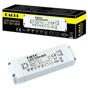 EACLL 12V 36W LED Transformator, AC 240V naar DC 12V 3A, 1-pack, Voor Drive Minder dan 36W MR11 G4 MR16 GU5.3 LED Lamp en LED Strip, LED Voeding Driver Trafo