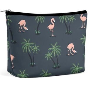 Roze Flamingo Vogels En Palmbomen Reizen Make-up Tas Cosmetische Zakken Voor Vrouwen Draagbare Pouch Organizer Opslag Containers