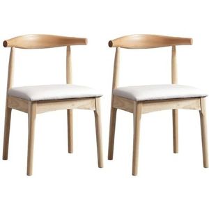 Maaltijd Stoelen Eetkamerstoelen Set van 2 Kunstleren Keukenstoelen met Houten Poten, Gestoffeerde Stoelen for Woonkamer, Keuken, Eetkamer(White)