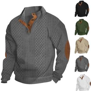 Dudlle Heren Kasjmier Truien, Heren Outdoor Casual Stand Kasjmier Knoop Lange Mouw Trui, Heren Outdoor Casual Kabel Gebreide Truien (L,Grijs)