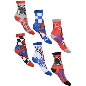 Sun City Spider-Man Kindersokken voor jongens, 6 paar kousen pakket, Meerkleurig, 23/26 EU
