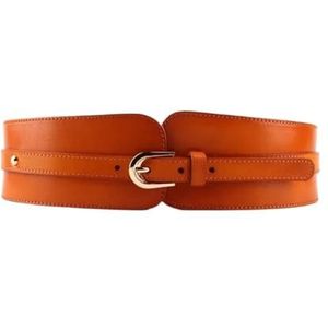 PU dames brede elastische riem verstelbare tailleband korset riem for jurken tops tuniek Obi stijl mode accessoires rekbare comfortabele pasvorm tailleband for casual outfits(72cm to 80cm_Orange)