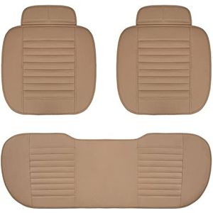 Stoelhoezen Beschermhoezen Pu Lederen Auto Bekleding Zitkussen Voor Ford Voor Fiesta Voor Fusion Voor Mondeo Voor Taurus Voor Mustang Voor Territory Voor S-max Voor Expeditie(Beige 5 Seat)