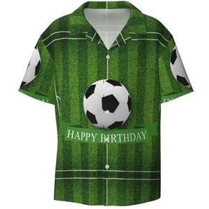 OdDdot Voetbal veldprint heren button down shirt korte mouw casual shirt voor mannen zomer business casual overhemd, Zwart, XXL