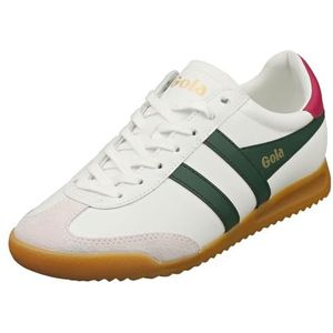 Gola Torpedo leren sneakers voor dames, Wit/Evergreen/Fuchsia, 35.5 EU