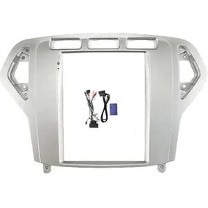 Voor F&ord Voor MONDEO 2007 2008 2009 2010 9,7 Inch 2-DIN Autoradio Fascia Tesla Stijl Multimedia Frame Videospeler Navigatie DVD Paneel Afwerking Interieuraccessoires(Silver Frame canbus)