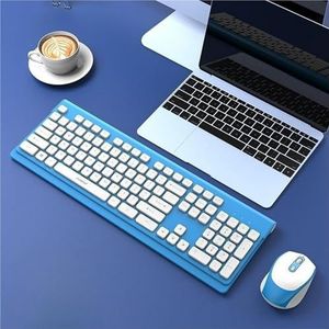 Ergonomic Keyboard-Wireless Silent Keyboard and Mouse Combo-PYRIOLHI-2.4G Wireless Transmission-Lightweight and Portable Keyboard and Mouse Set-Home Office-Coloured(Blue)