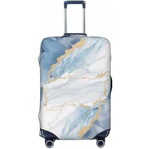 AdaNti Wit Blauw Marmer Print Reizen Bagage Cover Elastische Wasbare Koffer Cover Bagage Protector Voor 18-32 Inch Bagage, Zwart, L