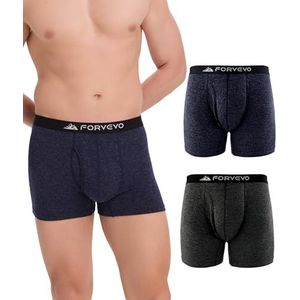FORVEVO Set van 2 boxershorts van merinowol, ademend wollen ondergoed voor heren, comfortabele vochtafvoerende boxershort, Veelkleurig 01, XL