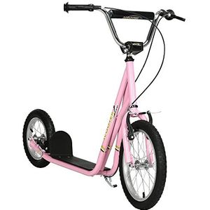 HOMCOM kinderstep step scooter stadsscooter kinderen scooter kickboard vanaf vijf jaar 16/12 inch roze 125 x 58 x 92-100 cm