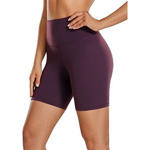 CRZ YOGA Dames Butterluxe Yoga Short 6''-Hoge Taille Workout Gym Leggings Hardlopen Spandex Biker Shorts Donker paars S