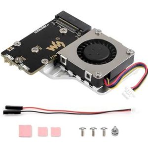 Waveshare PCIe naar M.2 Adapter Board (E) met koelventilator voor Raspberry Pi 5, compatibel met 2242/2230 formaat NVMe Protocol M.2 SSD, voor Raspberry Pi 5 NVMe HAT