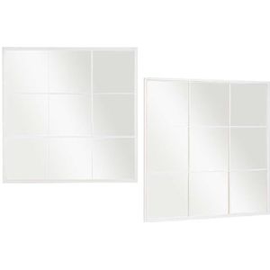 Wandspiegel in industriële stijl smeedijzer wit voor woonkamer, eetkamer, entree, badkamer, kleedkamer, verticale en horizontale plaatsing, modern en elegant design (wit,