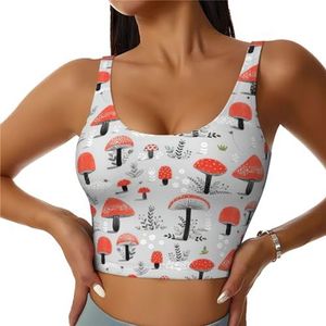 Cartoon Paddestoelen Print Comfortabele Vrouwen Sport Vest Yoga Workout Vest Voor Vrouwen Lichtgewicht Zomer, Zwart, S