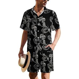 Rock Skull Zeemeermin Hawaïaans pak voor heren, set van 2 stuks, strandoutfit, shirt en korte broek, bijpassende set