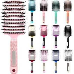 My Sensory Space Ontwarrende Haarborstel, Magische Borstel Ontklitter, Detangler Bristle Nylon Haarborstel, Gebogen en Geventileerde Ontwarrende Haarborstel (Kleur: Roze-A)