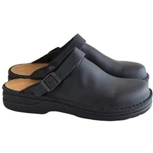 Vrijetijdsschoenen Slippers met dikke bodem Herensandalen met vierkante kop Antislip platte bodem Reisstrandschoenen Grote maat 38-48 (Color : Black, Size : 48)