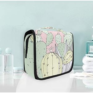 Roze groene cactus cactussen opknoping opvouwbare toilettas make-up reisorganisator tassen tas voor vrouwen meisjes badkamer