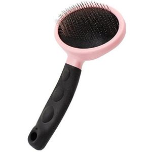 DONG LI TONG Rubber Slicker Borstel Stalen Pin Kam Voor Hond Of Kat, Zachte Huisdier Grooming Borstel Voor Kort Tot Lang Haar, Huisdier Haarverwijderaar Borstel, Huisdier Bad Schoon Deshedding Tool Voor Rassen Van Honden, Katten, roze