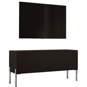 3E 3xE living.com TV-kast in mat zwart met poten in chroom, A: B: 100 cm, H: 52 cm, D: 32 cm. TV-meubel, tv-tafel, tv-bank