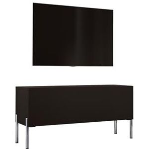 3E 3xE living.com TV-kast in mat zwart met poten in chroom, A: B: 100 cm, H: 52 cm, D: 32 cm