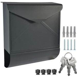 ALSTEN TECH Designer brievenbus wandbrievenbus met krantenrol krantenvak antracietgrijs mat RAL 7016