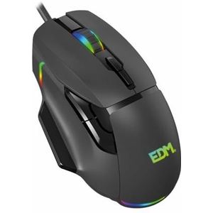 EDM Gaming-muis met led 07753 voor gamers, zwart, 7200 dpi