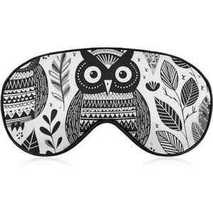 Zwart-wit uil oogmasker voor dames en heren, ademend en verstelbare oogbedekking, ultrazacht slaapmasker, lichtgewicht reisblinddoek voor vliegtuig, dutje, nachtslapen