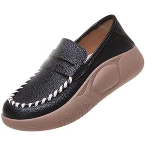 Lurebest schoenen for dames, 2024 lage vrijetijdsschoenen met dikke zool, antislip vrijetijdsschoenen, lichtgewicht comfortabele wandelschoenen (Color : Nero, Size : 8.5)