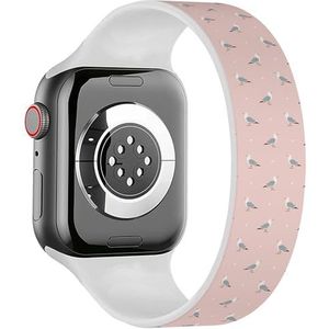 Solo Loop band compatibel met alle series Apple Watch 42/44/45/49mm (Seagulls On Pink) rekbare siliconen band band accessoire, Siliconen, Geen edelsteen