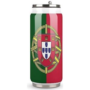 Portugal vlag grappige cola mok met deksel en rietje roestvrij stalen beker reizen koffiekop voor warme koude dranken