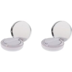 2 Set Lege Make-up Poeder Foundation Case Luchtkussen Puff BB Cream Container 15g Zilver