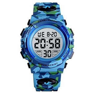 Kinderen Digitaal Horloge, Farsler Digitale Sport 50M Waterdichte Led Horloges Wekker Lichtgevend Polshorloge voor Jongens Meisjes Kinderen, Lichtblauwe Camouflage, riem