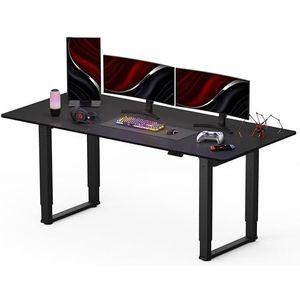 SANODESK In hoogte verstelbaar bureau (180 x 80 cm) - gaming bureau, elektrisch bureau met 4 poten, 2 sterke motoren, geheugenbesturing (zwart)