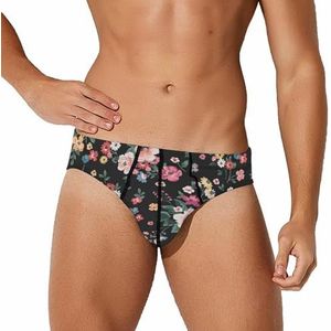 Fashion Flower Heren Slips Ondergoed Stretch Slip Zachte Ademende Onderbroek Gedrukt