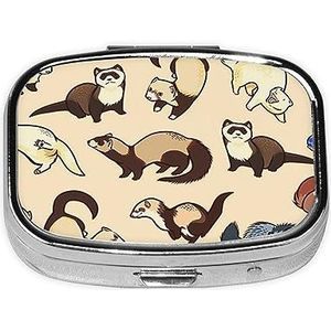 Mini vierkante pillendoos, medicijnorganizer, draagbare EHBO-doos, draagbare EHBO-doos, reispillendoos met 2 vakken, kleine pillendoos voor zak of portemonnee