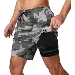 Kleur Camouflage Troops Heren Zwembroek Sneldrogende 2 in 1 Strand Sport Shorts met Compressie Liner En Pocket