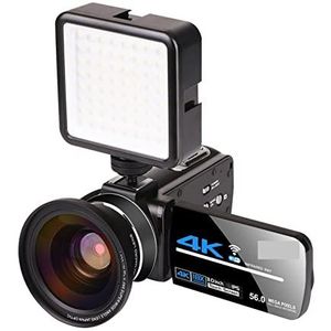 Videocamera Camcorder 4K 56MP Video Camera Camcorder Vlogging Camera Digital Vlogging Camera With 3.0 Inch HD Touch Screen/Night Vision/Wifi External Microphone Multifunctionele vlogcamera(64GB SD Car