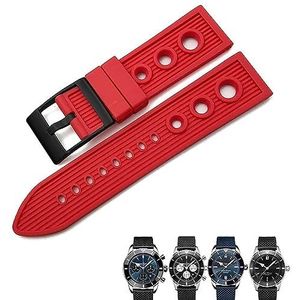 INSTR Natuur Rubber Horlogebandje Voor Breitling Superocean Avenger Heritage Gevlochten Horlogeband 22mm 24mm Band Armbanden (Color : Red black, Size : 22mm)