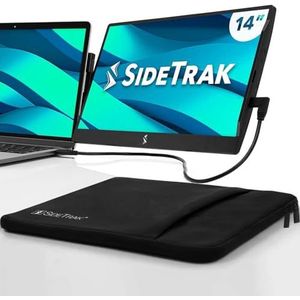 SideTrak - 35,6 cm (14 inch) draagbare monitor extender met dual-display FHD TFT voor laptop met houder + uniek draaischarnier, compatibel met Mac, PC, chroom, USB of