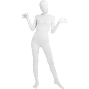 Dames-fit volledig pak, spandex, eendelig, volledig lichaam, zentai-kostuum, lycra bodysuit, wit, L