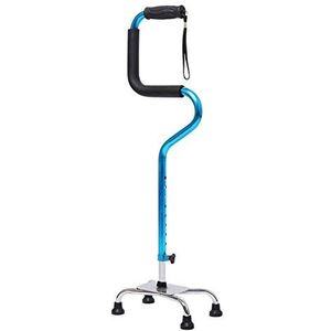 Quad Cane Verstelbare wandelstok met 4-puntige basis voor ouderen en gehandicapten Werkt voor rechts- of linkshandige mannen of vrouwen Wit (blauw)