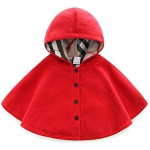 Odziezet Jas baby meisjes kinderkleding jongens unisex cloak cape mantel met capuchon herfst jas winter warme poncho 2-8 jaar, rood, 2-3 Jaren