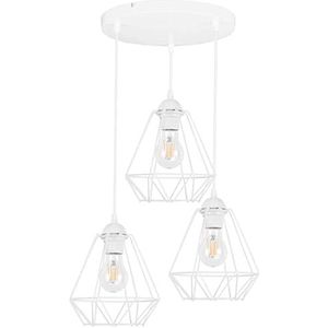 Light-Home Corral Industrieel Pendellamp - Moderne Hanglampe voor Woonkamer, Slaapkamer Eetkamer en Keuken – Metalen Hanglamp - 3 Lichtbronnen - Ovaal - Wit