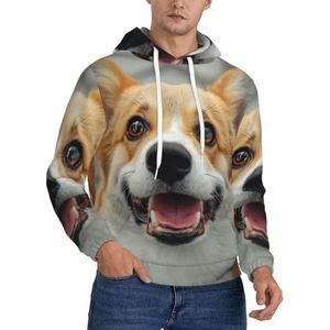 Jkkghll Leuke Corgi Print Mannen Hooded Warme Lichtgewicht Trui Voor Winter Herfst En Lente Casual Wear, Zwart, XS