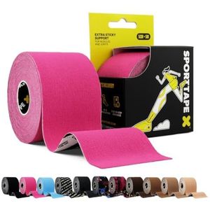 SPORTTAPE Kinesiotape - 5 cm x 5 m - Roze | Sport- en fysiotape voor knie, schouder, enkel & scheenbeenpijn | Waterdicht & huidvriendelijk