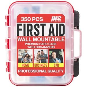M2 BASICS Professionele 350-delige EHBO-kit voor noodgevallen | Medische benodigdheden voor bedrijven en thuis | Hardcase, dubbellaags, wandmontage | kantoor, auto, school, camping, jacht, sport